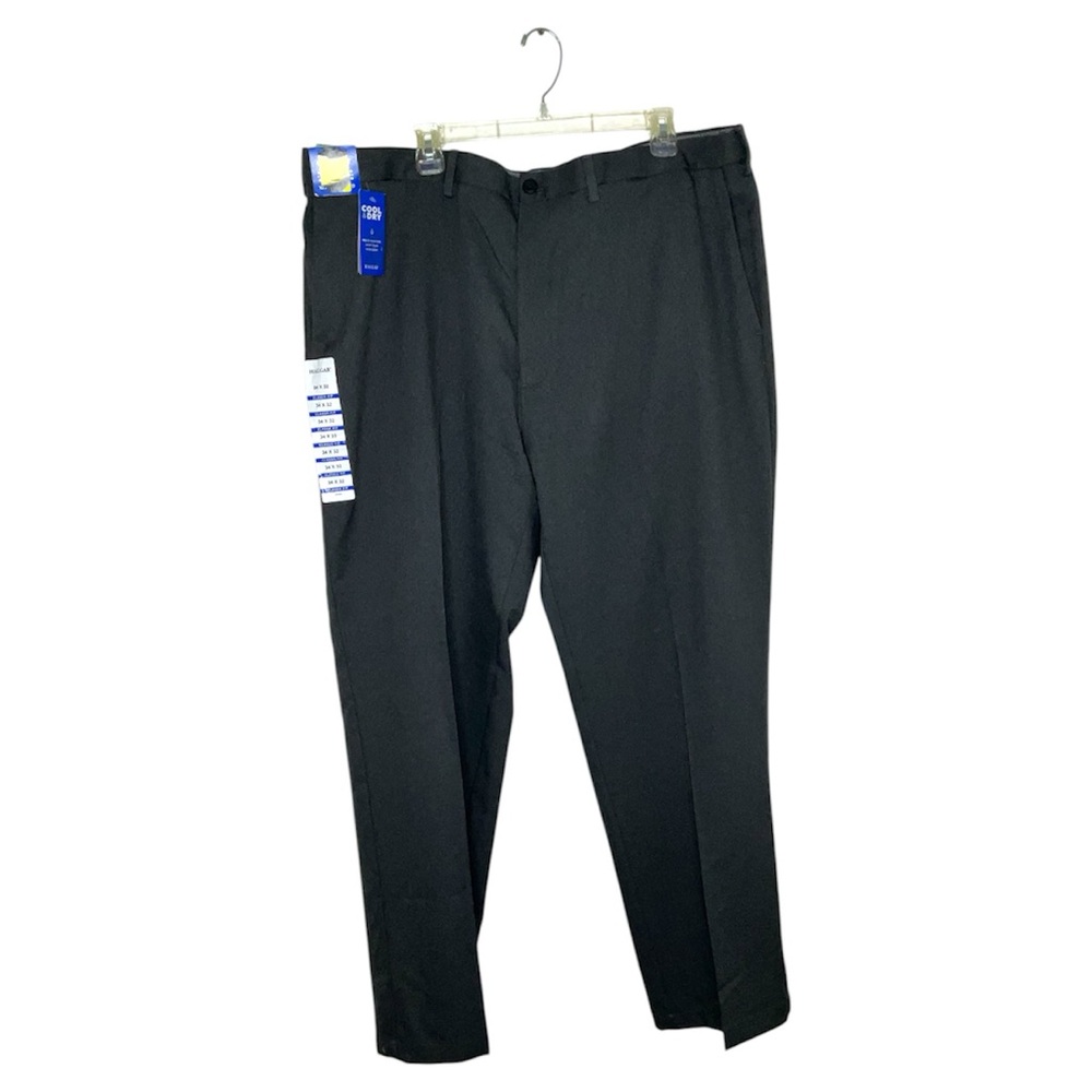 Haggar Men Classic Fit Cool Right Dress Pant Dark Grey 44WX 32L Performance Flex